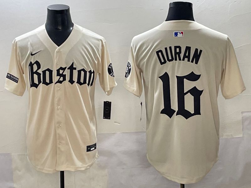 Men 2025 Boston Red Sox #16 Duran Cream Five generations Joint Name Nike MLB Jersey style 15->boston red sox->MLB Jersey